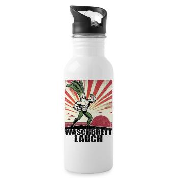 Washboard Garlic with Washboard Abs - Water bottle with straw - white - Right
