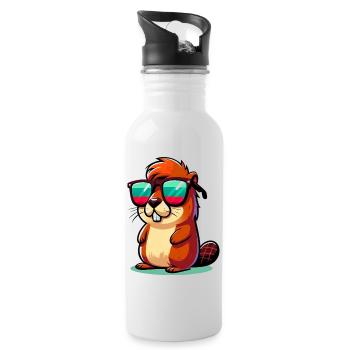 Bieber - Trinkflasche mit integriertem Trinkhalm - Weiß - Rechts