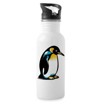 Pinguin - Trinkflasche mit integriertem Trinkhalm - Weiß - Rechts