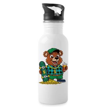 Cool Skater Bear - Water bottle with straw - white - Right