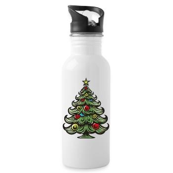 Tannenbaum Weihnachten - Trinkflasche mit integriertem Trinkhalm - Weiß - Rechts