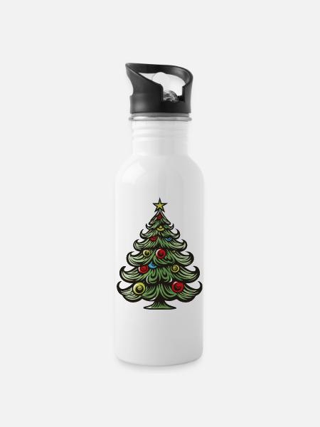 Arbre de Noël - Gourde avec paille intégrée - blanc