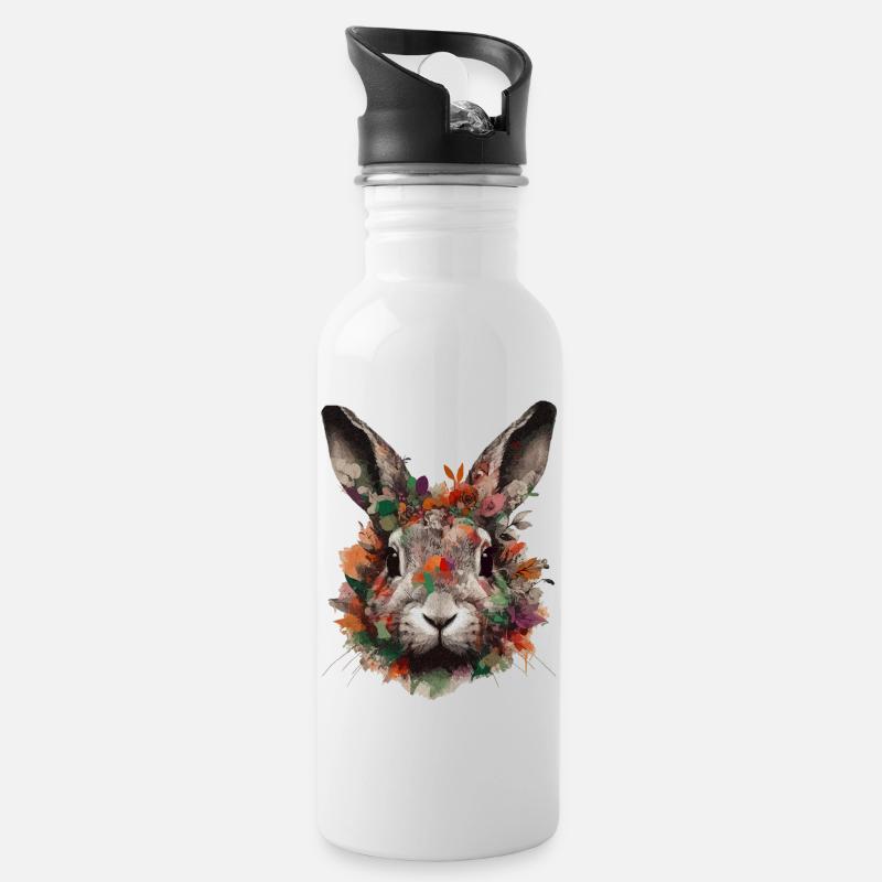 lapin - Gourde avec paille intégrée - blanc