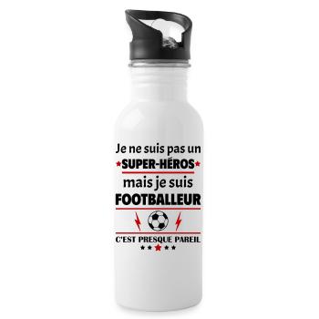 Pas un super-héros mais footballeur,fête des pères - Gourde avec paille intégrée - blanc - Droite