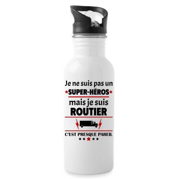 Pas un super héros mais routier, fête des pères - Gourde avec paille intégrée - blanc - Droite