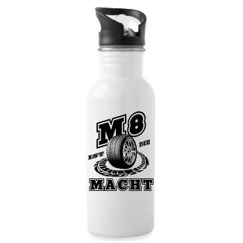 M8 Macht - Trinkflasche mit integriertem Trinkhalm - Weiß - Rechts