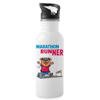 Hunde Marathonläufer - Trinkflasche mit integriertem Trinkhalm - Weiß - Rechts