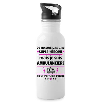 Pas super-héroïne ambulancière, fête des mères - Gourde avec paille intégrée - blanc - Droite