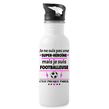 Pas super-héroïne footballeuse,fête des mères,noël - Gourde avec paille intégrée - blanc - Droite