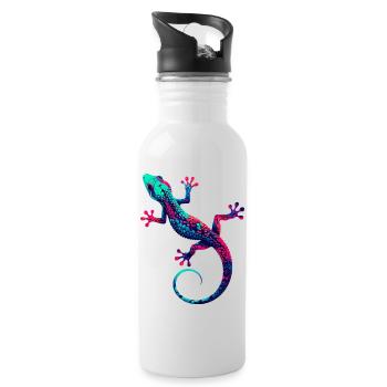 Gecko - Trinkflasche mit integriertem Trinkhalm - Weiß - Rechts