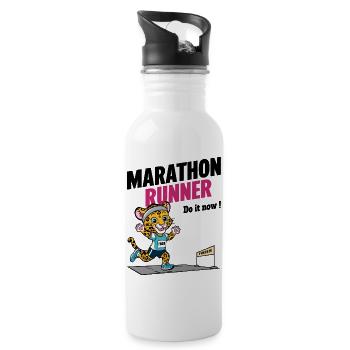 Marathonien léopard - Gourde avec paille intégrée - blanc - Droite