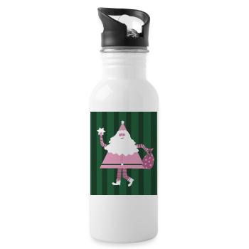 Tanzender Nikolaus - Weihnachtsmann in rosa - Trinkflasche mit integriertem Trinkhalm - Weiß - Rechts