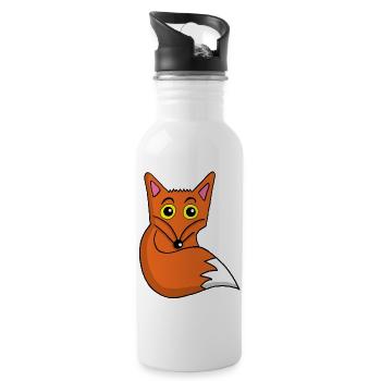 Niedlicher Fuchs - Trinkflasche mit integriertem Trinkhalm - Weiß - Rechts