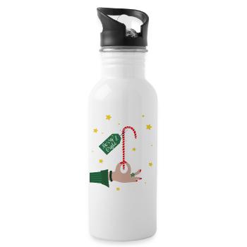 Merry and bright - Christmas Gift Candy Cane - Water bottle with straw - white - Right