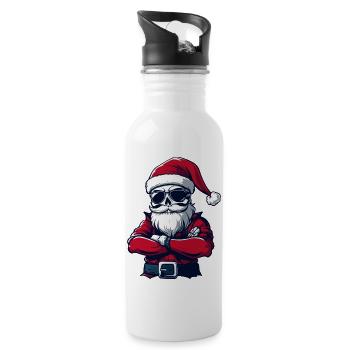 Weihnachtsmann Skull - Trinkflasche mit integriertem Trinkhalm - Weiß - Rechts
