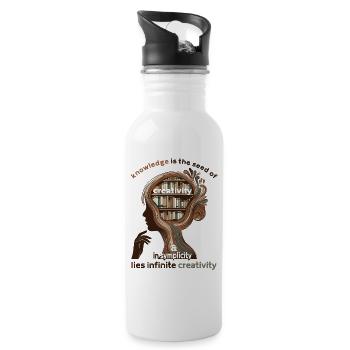 Knowledge is the seed of creativity - Water bottle with straw - white - Right