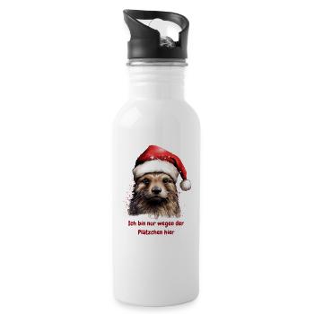 Süßer Otter Weihnachten Plätzchen Spruch - Trinkflasche mit integriertem Trinkhalm - Weiß - Rechts