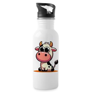 Vache - Gourde avec paille intégrée - blanc - Droite
