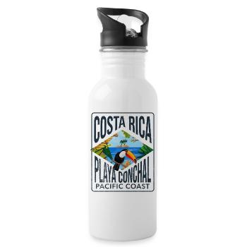 Costa Rica playa conchal Copy - Gourde avec paille intégrée - blanc - Droite