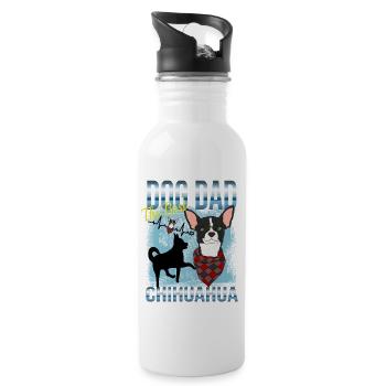 Chihuahua Herrchen - The Best Dog Dad - Trinkflasche mit integriertem Trinkhalm - Weiß - Rechts