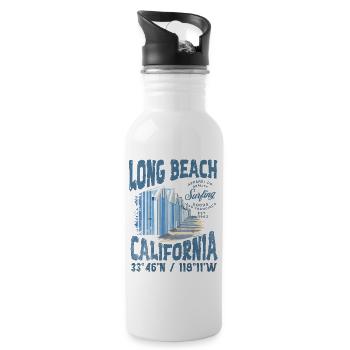 Long beach surfing goods 3 - Water bottle with straw - white - Right
