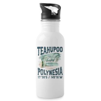 Teahupoo Polynesien Tahiti - Trinkflasche mit integriertem Trinkhalm - Weiß - Rechts