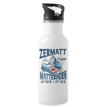 Zermatter Klettern 2 - Trinkflasche mit integriertem Trinkhalm - Weiß - Rechts