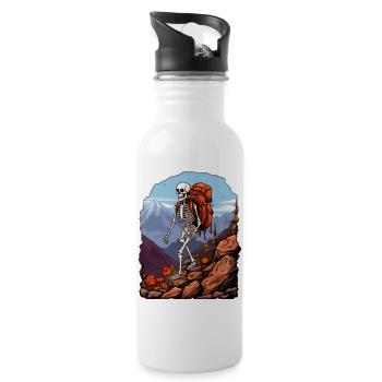 Skelette Wandern / Bergsteiger Skelett - Trinkflasche mit integriertem Trinkhalm - Weiß - Rechts