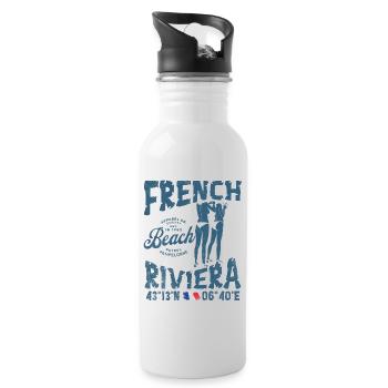 Beach design, French Riviera, summer atmosphere - Water bottle with straw - white - Right