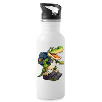 Krokodil Wandern / Bergsteiger Krokodile - Trinkflasche mit integriertem Trinkhalm - Weiß - Rechts