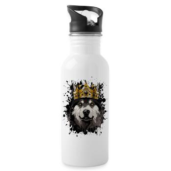 Berger Allemand Chien Animal Couronne - Gourde avec paille intégrée - blanc - Droite