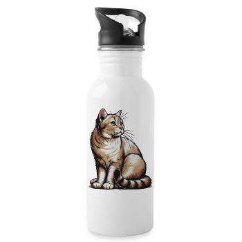 Chat - Gourde avec paille intégrée - blanc - Droite