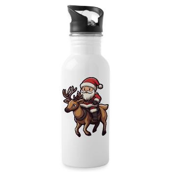 Cerf Père Noël Dessin animé - Gourde avec paille intégrée - blanc - Droite