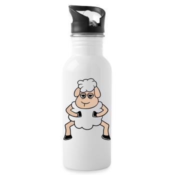 mouton fatigué s’ennuyer regard mouton se tient mignon - Gourde avec paille intégrée - blanc - Droite