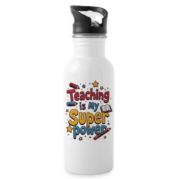 Teaching is My Superpower - Water bottle with straw - white - Right