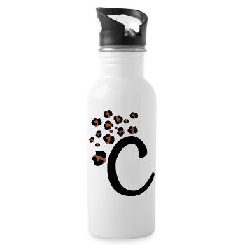 Buchstabe c Leopardenmuster - Trinkflasche mit integriertem Trinkhalm - Weiß - Rechts