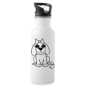 chien assis petit jolie dame arc femelle - Gourde avec paille intégrée - blanc - Droite