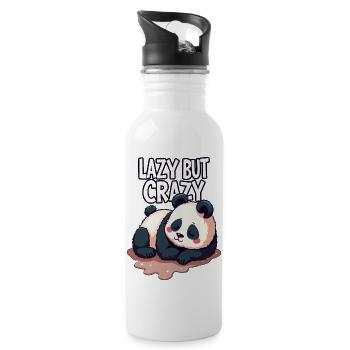Lazy But Crazy - Water bottle with straw - white - Right