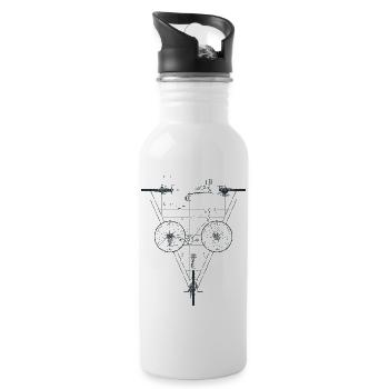 Geometrisches Fahrrad im Dreieck Emblem - Trinkflasche mit integriertem Trinkhalm - Weiß - Rechts