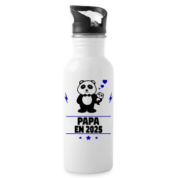Papa en 2025,Bientôt papa,Annonce Grossesse,Bébé - Gourde avec paille intégrée - blanc - Droite