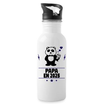 Papa en 2025,Bientôt papa,Annonce Grossesse,Bébé - Gourde avec paille intégrée - blanc - Droite