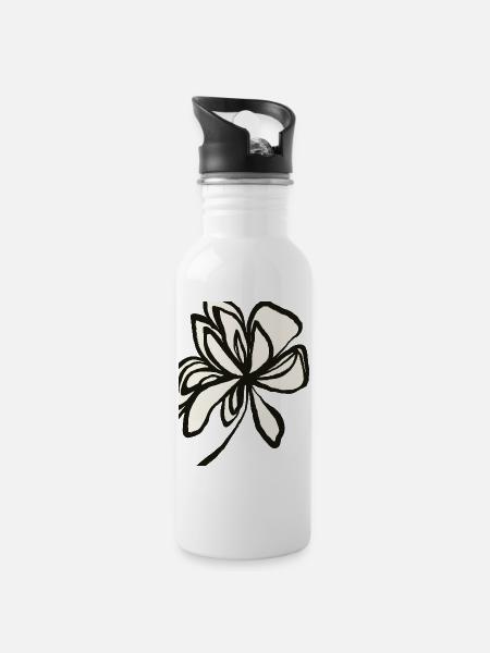 Floral simplicity - timeless design - Water bottle with straw - white