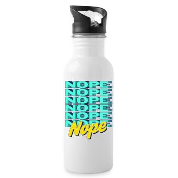 NOPE – Bold & Sassy Statement - Trinkflasche mit integriertem Trinkhalm - Weiß - Rechts