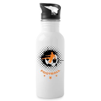Fußball - Trinkflasche mit integriertem Trinkhalm - Weiß - Rechts