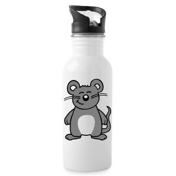 Maus Mäuschen Süße Kleine Ratte Nager Freundlich - Trinkflasche mit integriertem Trinkhalm - Weiß - Rechts