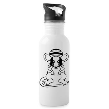 Maus Raggae Jamaika Hut Rasta Locken Chill Mütze - Trinkflasche mit integriertem Trinkhalm - Weiß - Rechts