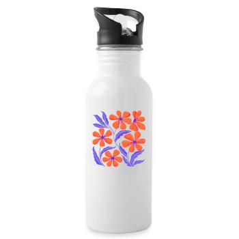 Décor floral. Personnalisable - Gourde avec paille intégrée - blanc - Droite