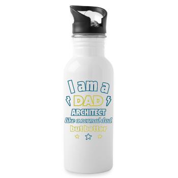 Dad Architect, gift father's day, christmas - Water bottle with straw - white - Right