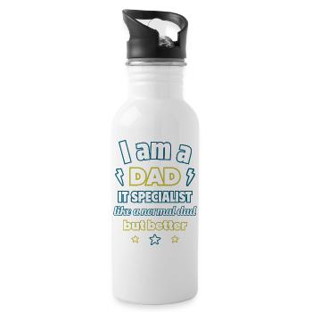 Papa Informatiker,geschenk vatertag,weihnachten - Trinkflasche mit integriertem Trinkhalm - Weiß - Rechts