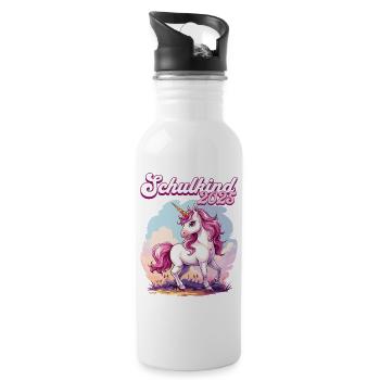 School Child 2025 Unicorn Enrollment School Student - Water bottle with straw - white - Right